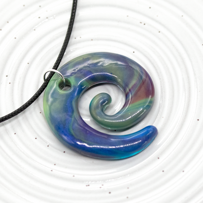 Blue Earth Marble Spiral Pendant image 4