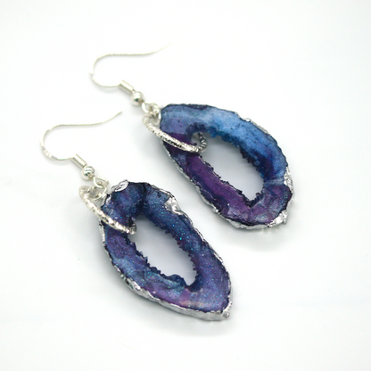 Blue + Purple Galaxy Geode Earrings image 3