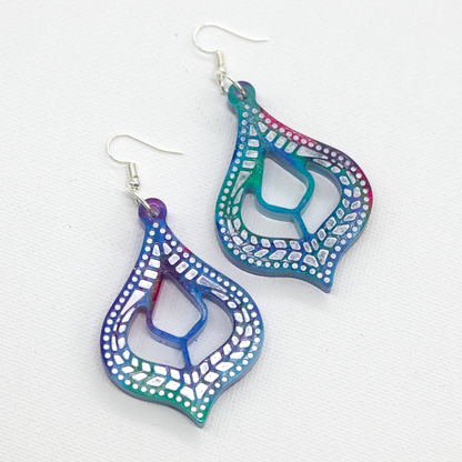 Teal + Purple Marble Moroccan-Inspired Boho Earrings image 2