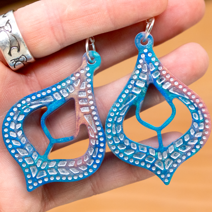 Coral +Teal Marble Moroccan-Inspired Boho Earrings image 3