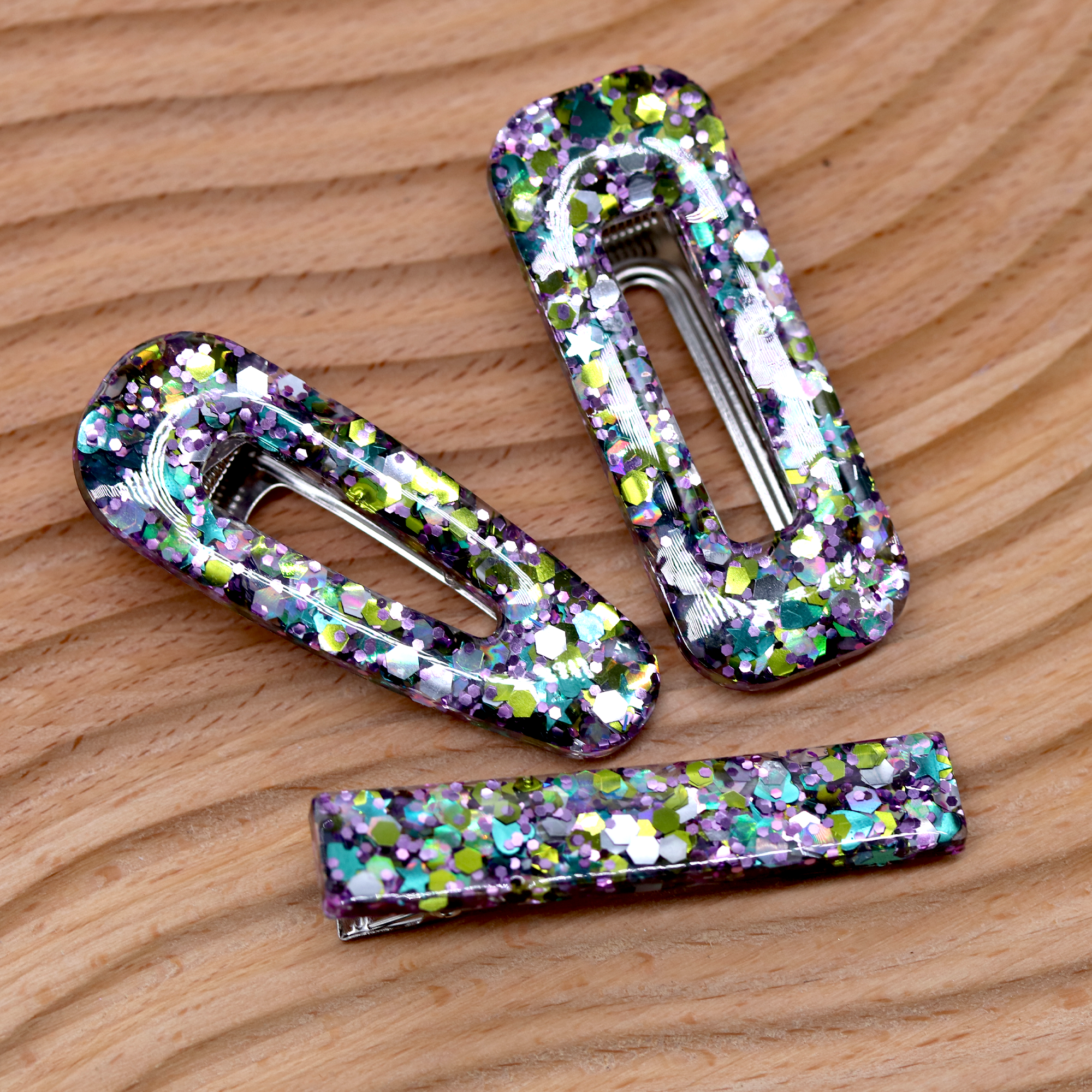 Disco Psychedelic Sparkly Barrette Set image 0