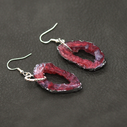 Burgundy Red Geode Earrings image 7