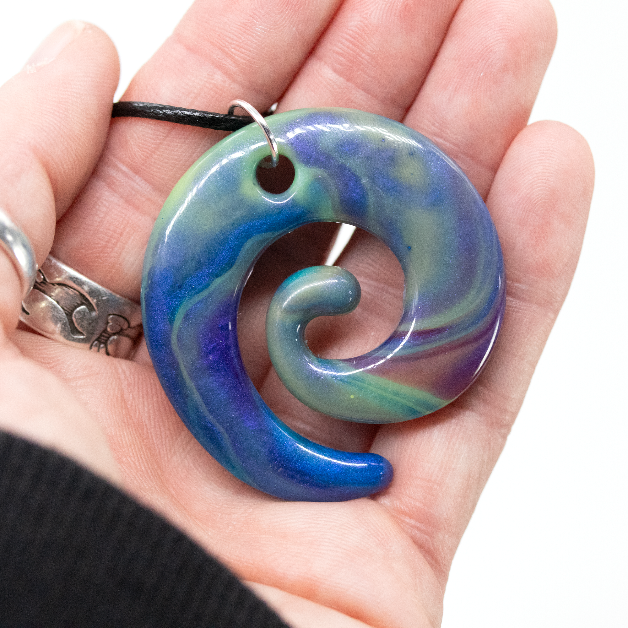 Blue Earth Marble Spiral Pendant image 2