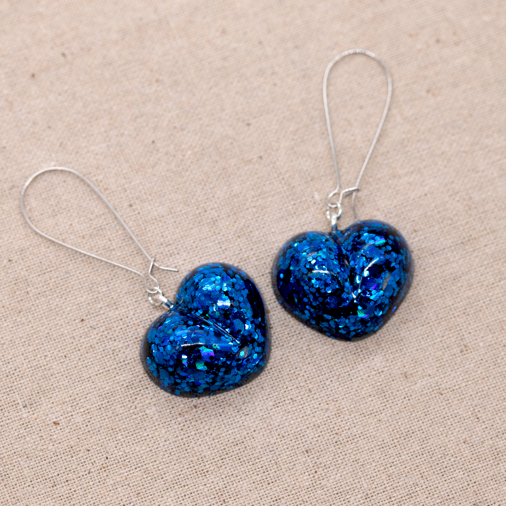 Hanukkah Blue Sparkly Heart Earrings image 3