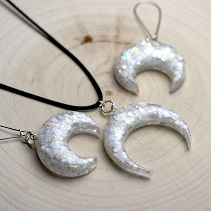 Bull Horn/Horizontal Moon+Pendant Set image 1