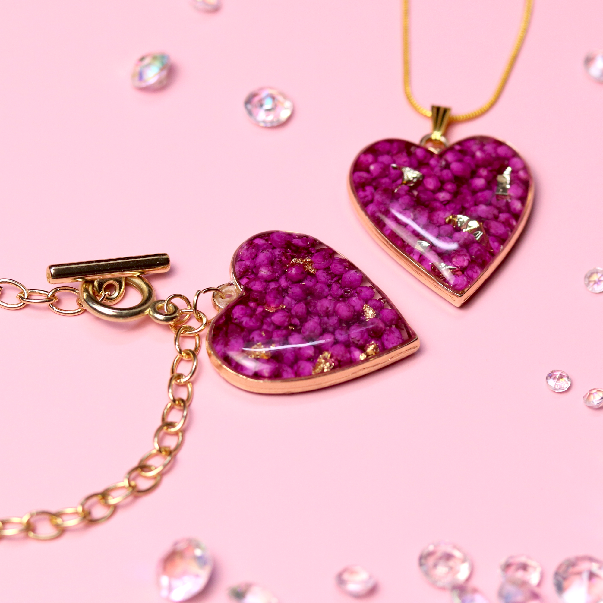 Rosé Amoré Heart Limited Edition Pendant and Bracelet Set in Fuchsia Pink image 3