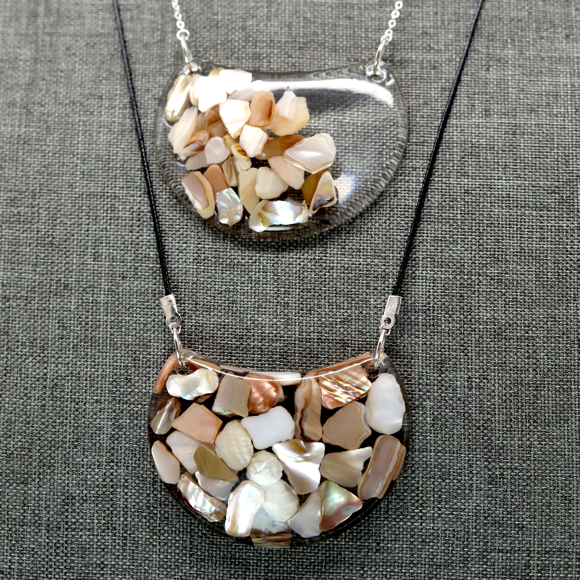 Crescent Moon Bib Pendant with Real Mother of Pearl Shells image 6