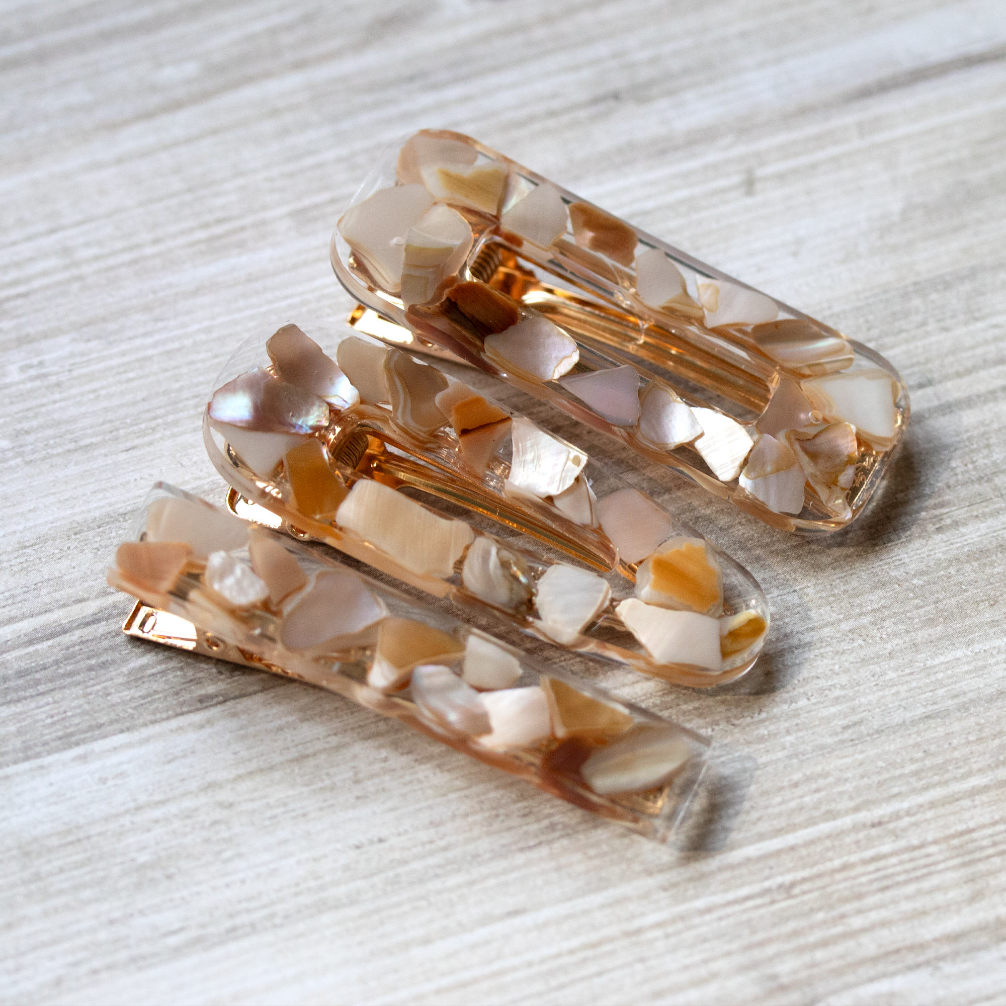 Mother of Pearl Shell Barrette Set image 0