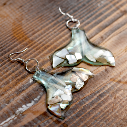 Whale Tail Mother of Pearl Shell Earrings image 1