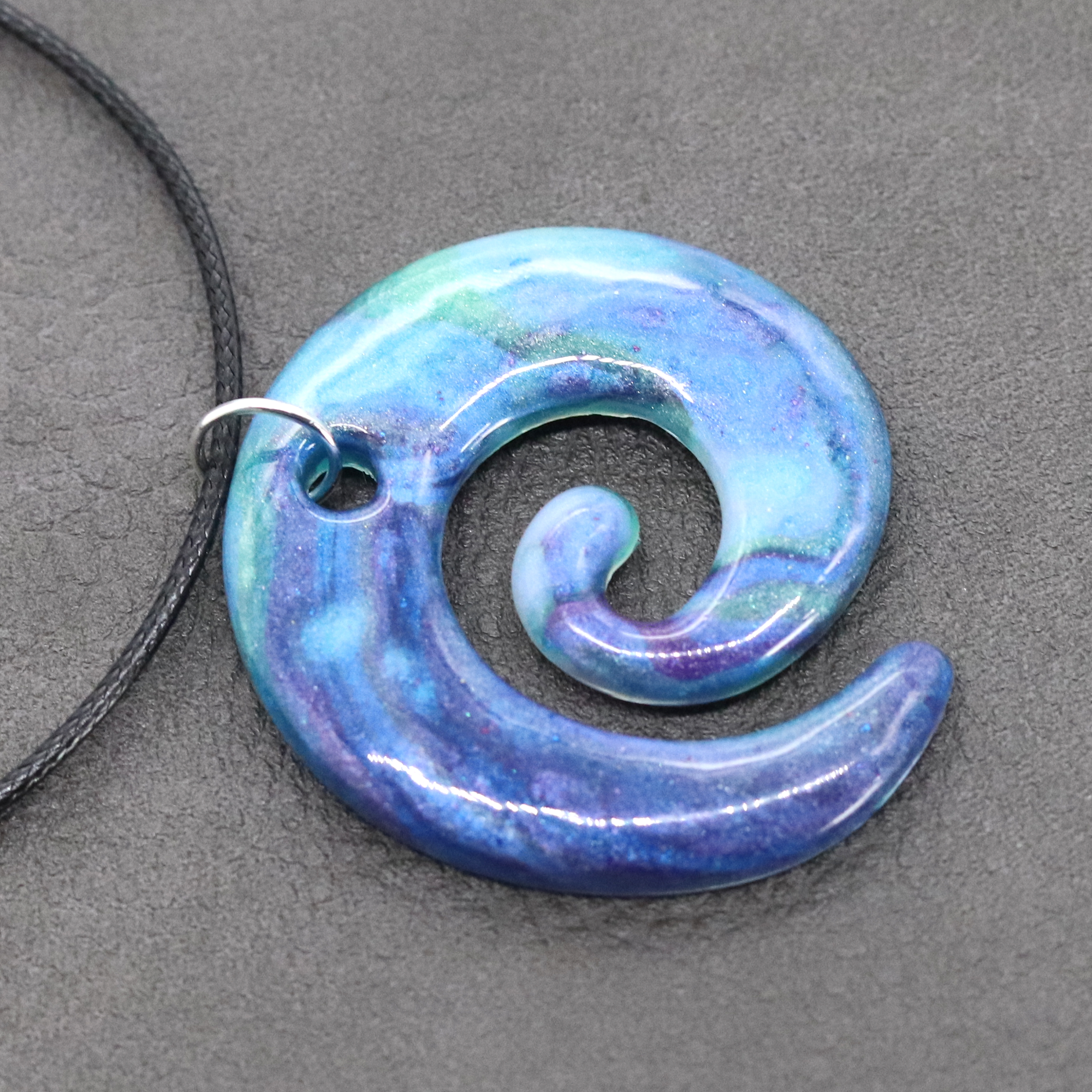 Blue Galaxy Marble Spiral Pendant image 2