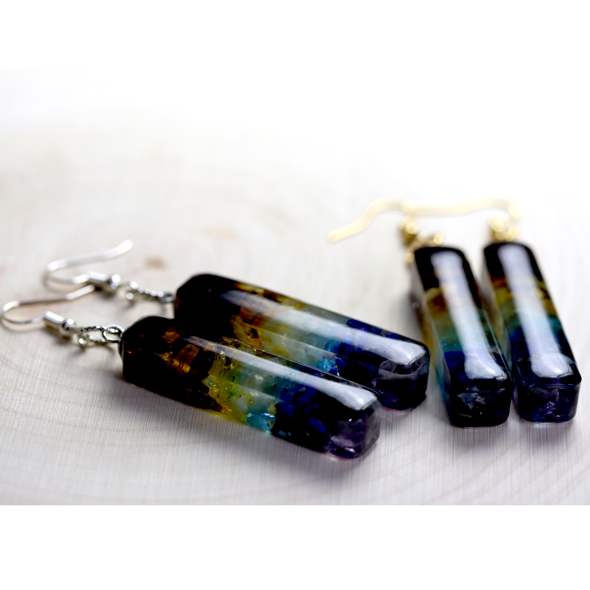 7 Chakra Stone Healing Crystal Bar Dangling Earrings image 7