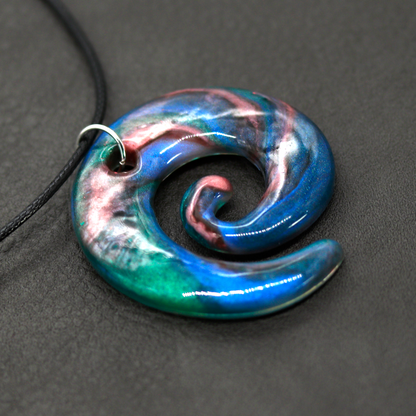 Colorful Earthy Blue Marble Spiral Pendant image 3