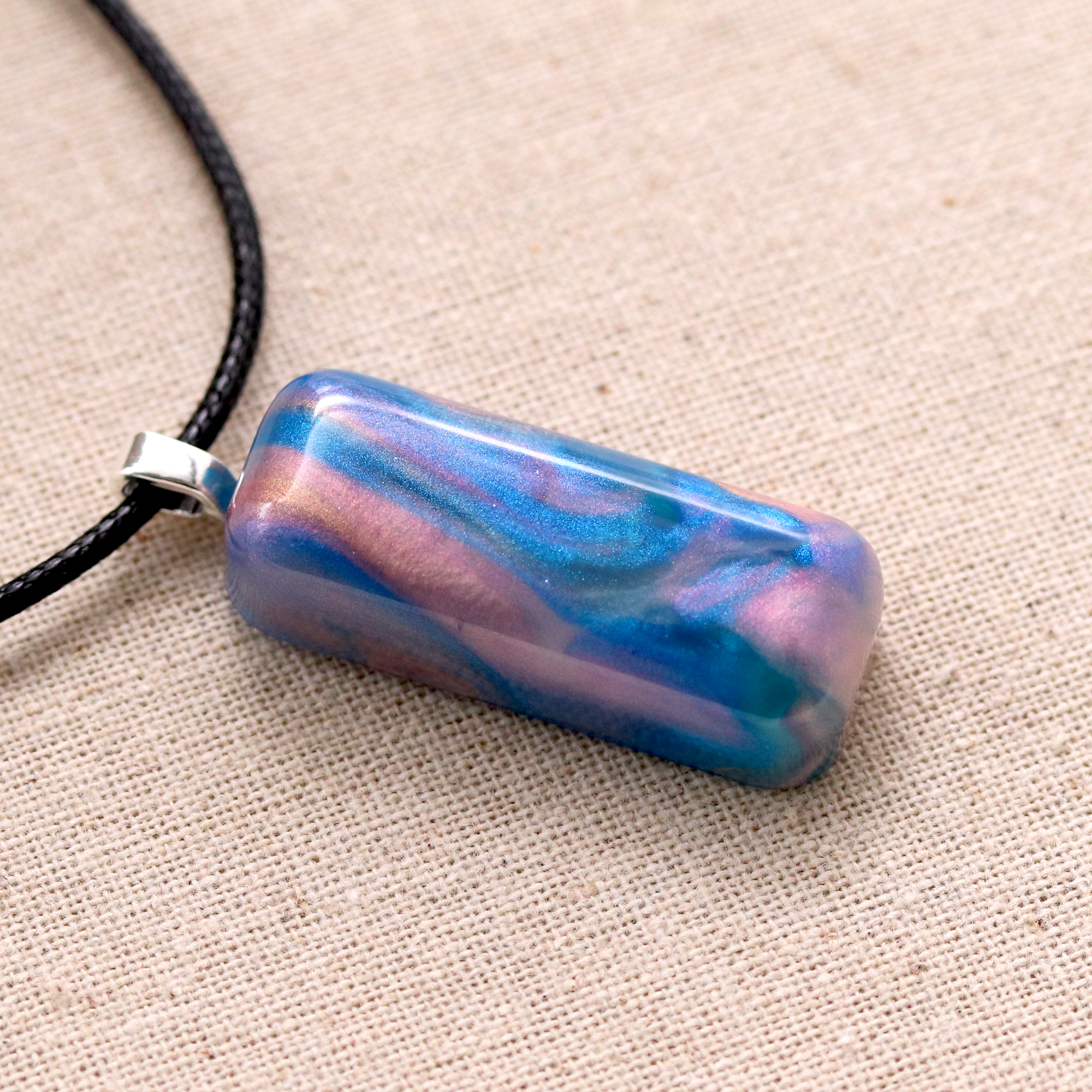 Pink + Blue Opal Worry Stone Pendant image 9