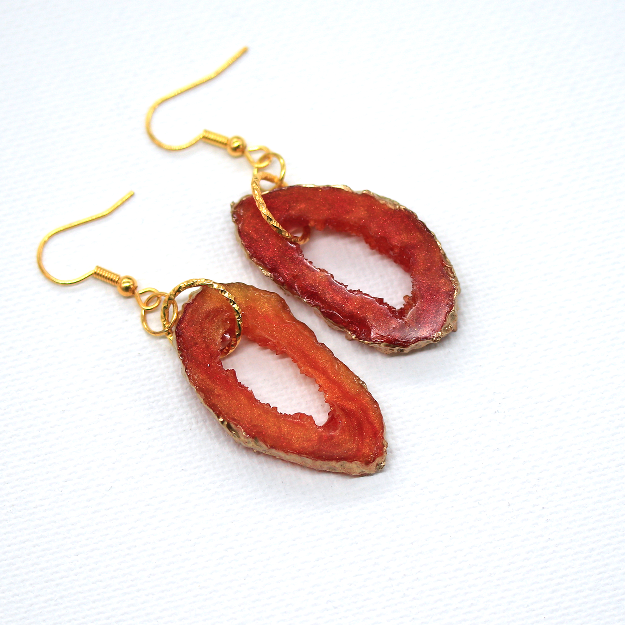 Amber Topaz Oval Geode Earrings image 8