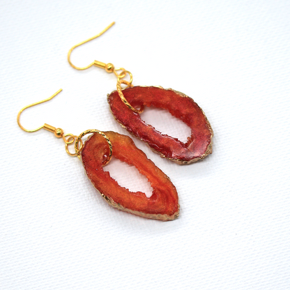 Amber Topaz Oval Geode Earrings image 8