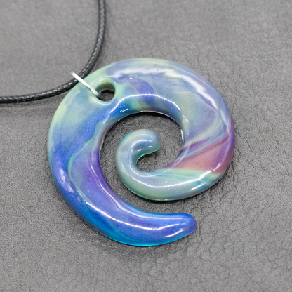 Blue Earth Marble Spiral Pendant image 1