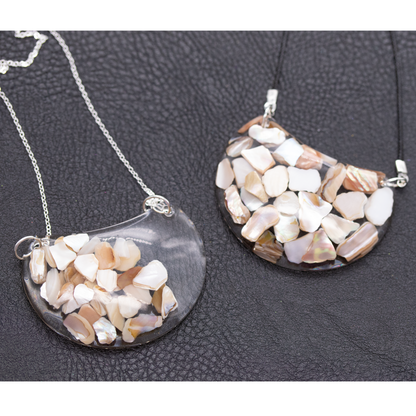 Crescent Moon Bib Pendant with Real Mother of Pearl Shells image 5