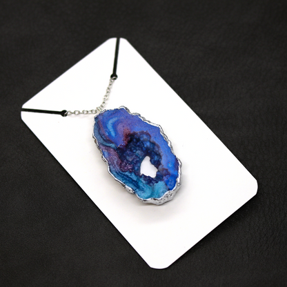 Blue Opal Geode Pendant + Earrings Set image 11