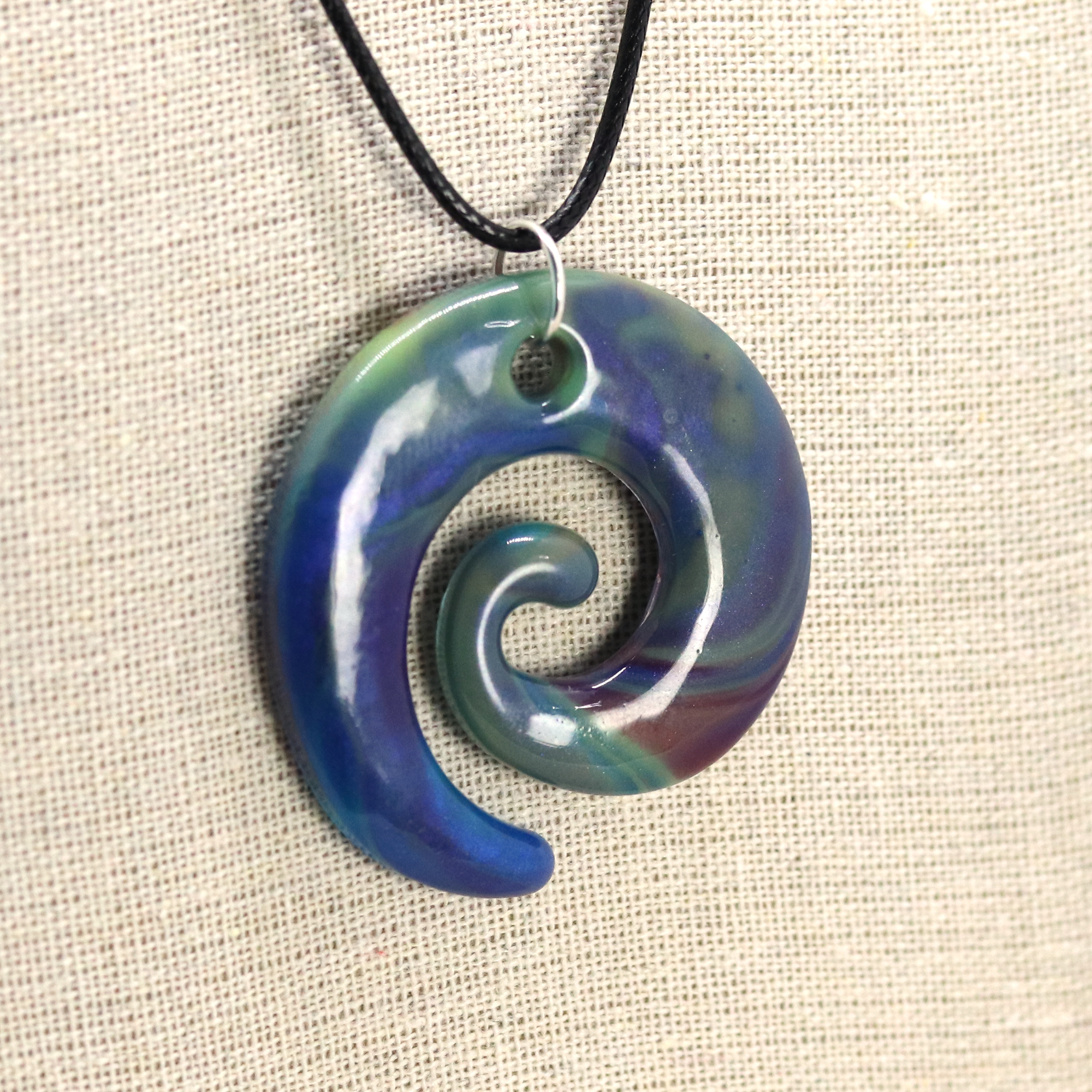 Blue Earth Marble Spiral Pendant image 6