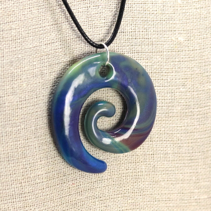 Blue Earth Marble Spiral Pendant image 6