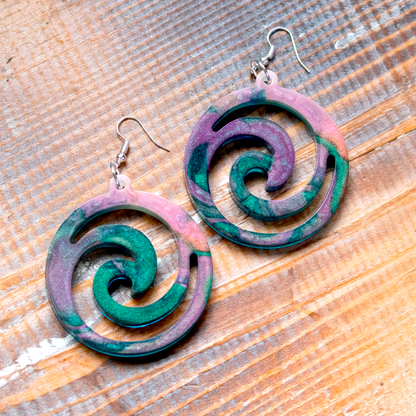 Jungle Marble Big Boho Spiral Earrings image 0