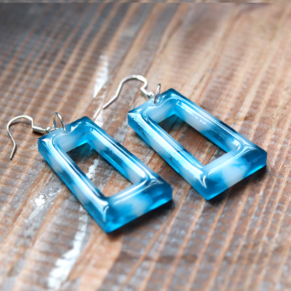 Boho Trapezoid-Shaped Blue + White Cloud Earrings image 5