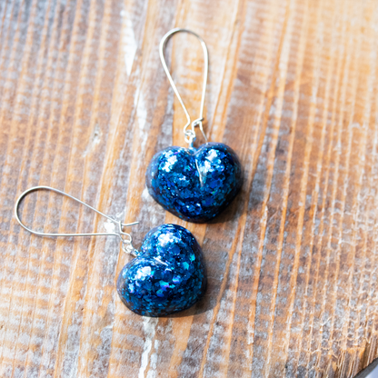 Hanukkah Blue Sparkly Heart Earrings image 2