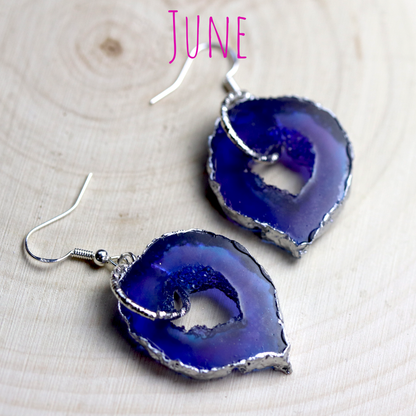 June - Alexandrite Birthstone Inspired Geode Earrings image 2