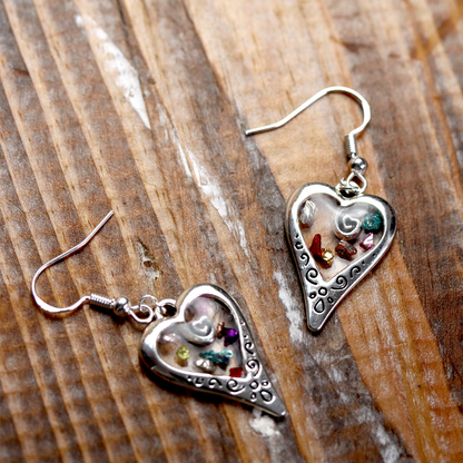 Confetti Scroll Heart Framed Earrings image 1