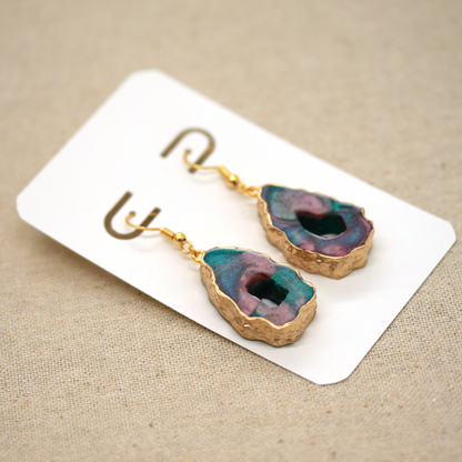 Earthy Marble Geode Agate Earrings image 5