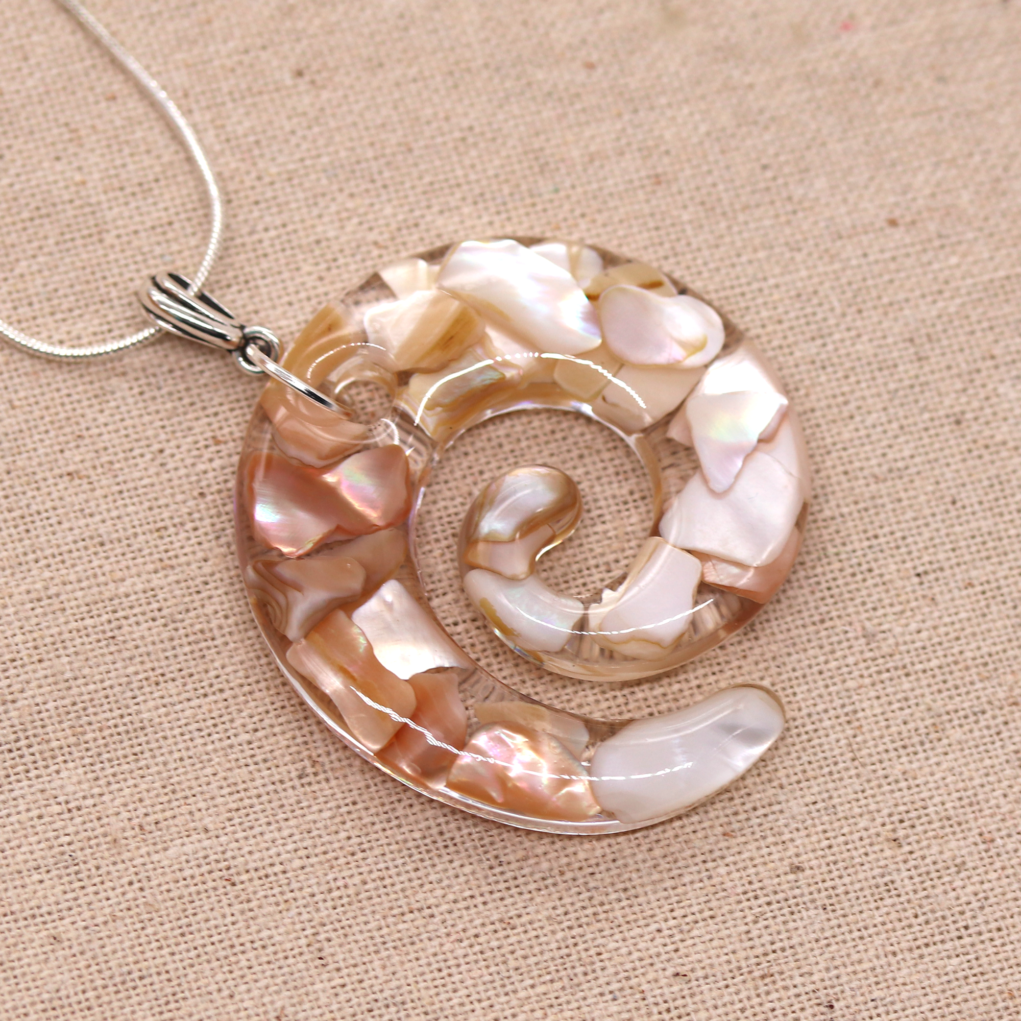 Mother of Pearl Shell Spiral Pendant image 3