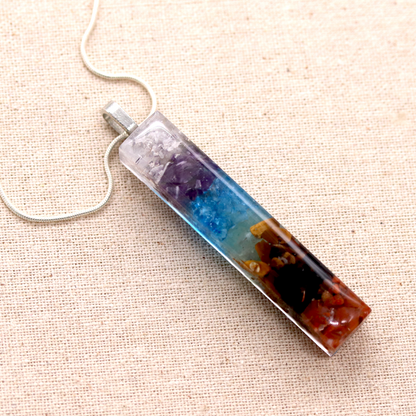 Minimalist 7 Chakra Stone Healing Crystals Bar Pendant image 3