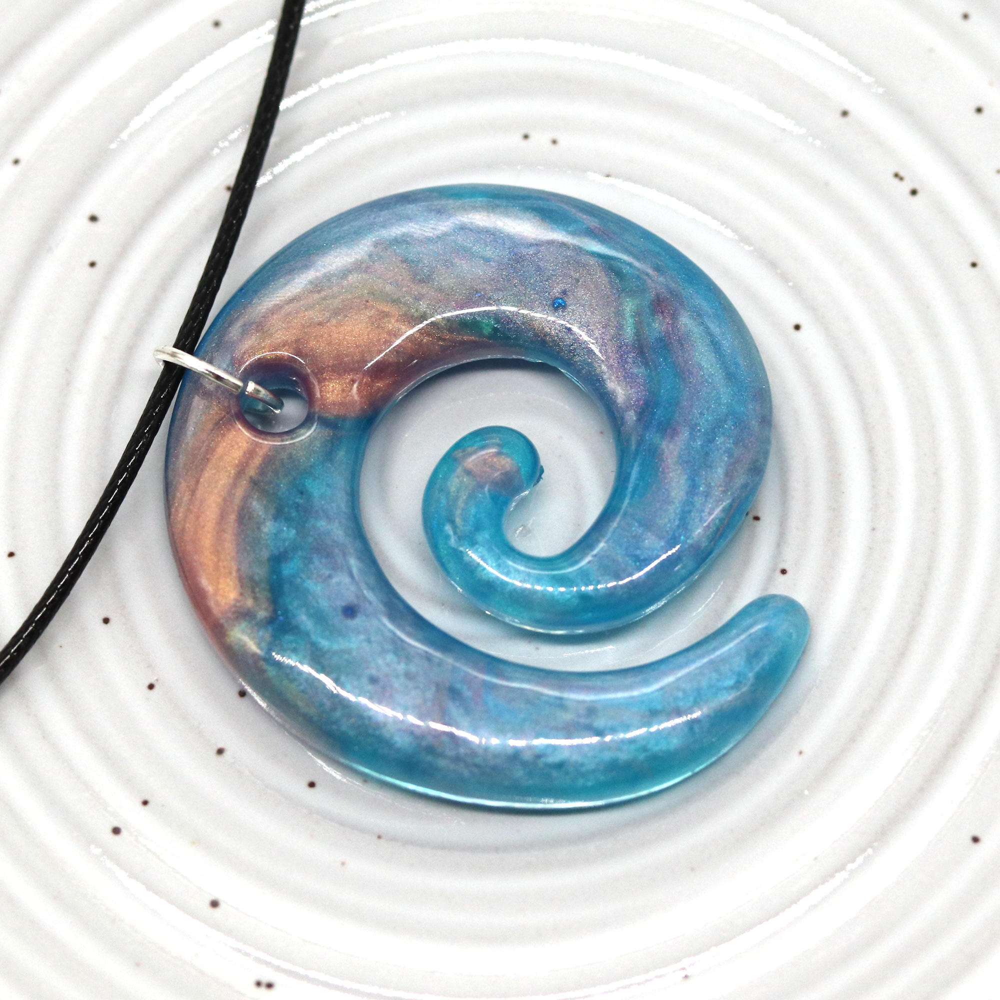 Iridescent Ocean Spiral Pendant image 1