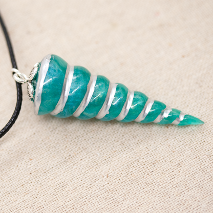 Teal or Blue Unicorn Horn Pendant image 2