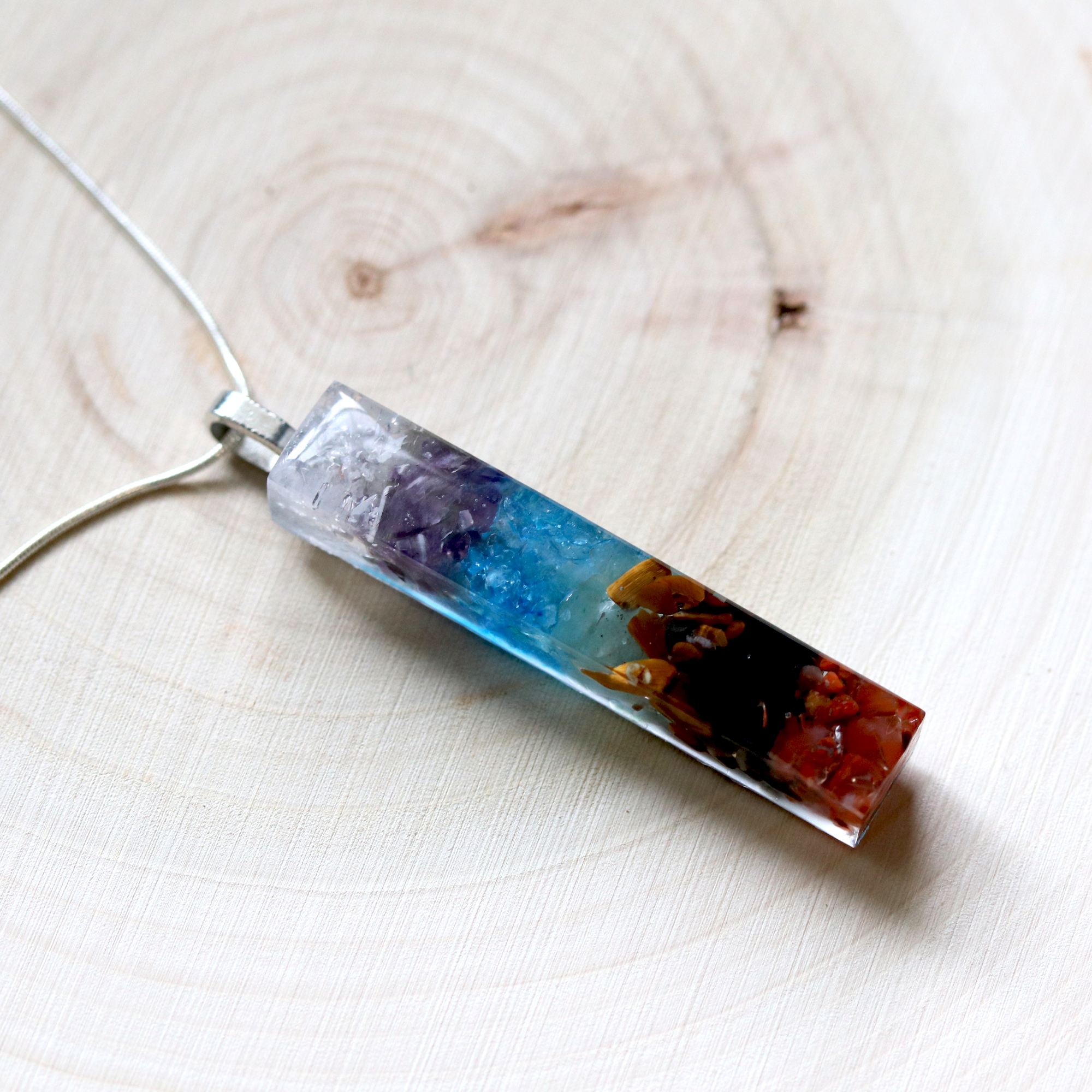 Minimalist 7 Chakra Stone Healing Crystals Bar Pendant image 7