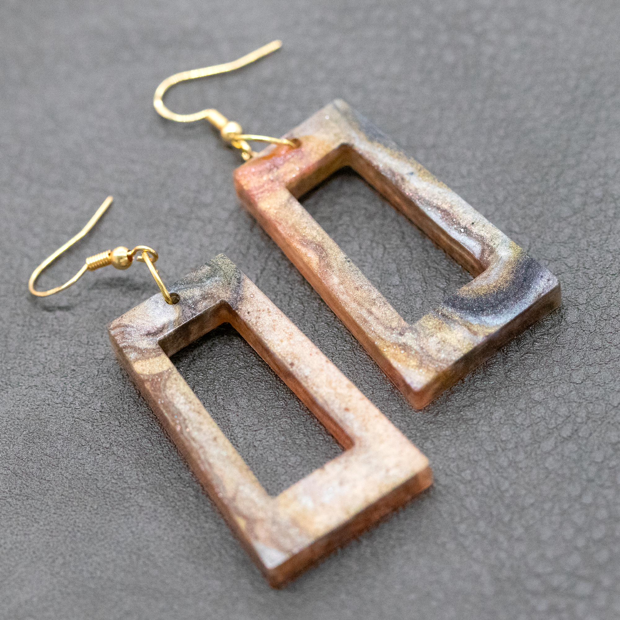 Smokey Tortoiseshell Boho Trapezoid-Shaped Earrings image 3