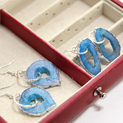 Rainbow Pearly Blue Geode Earrings Set image 0