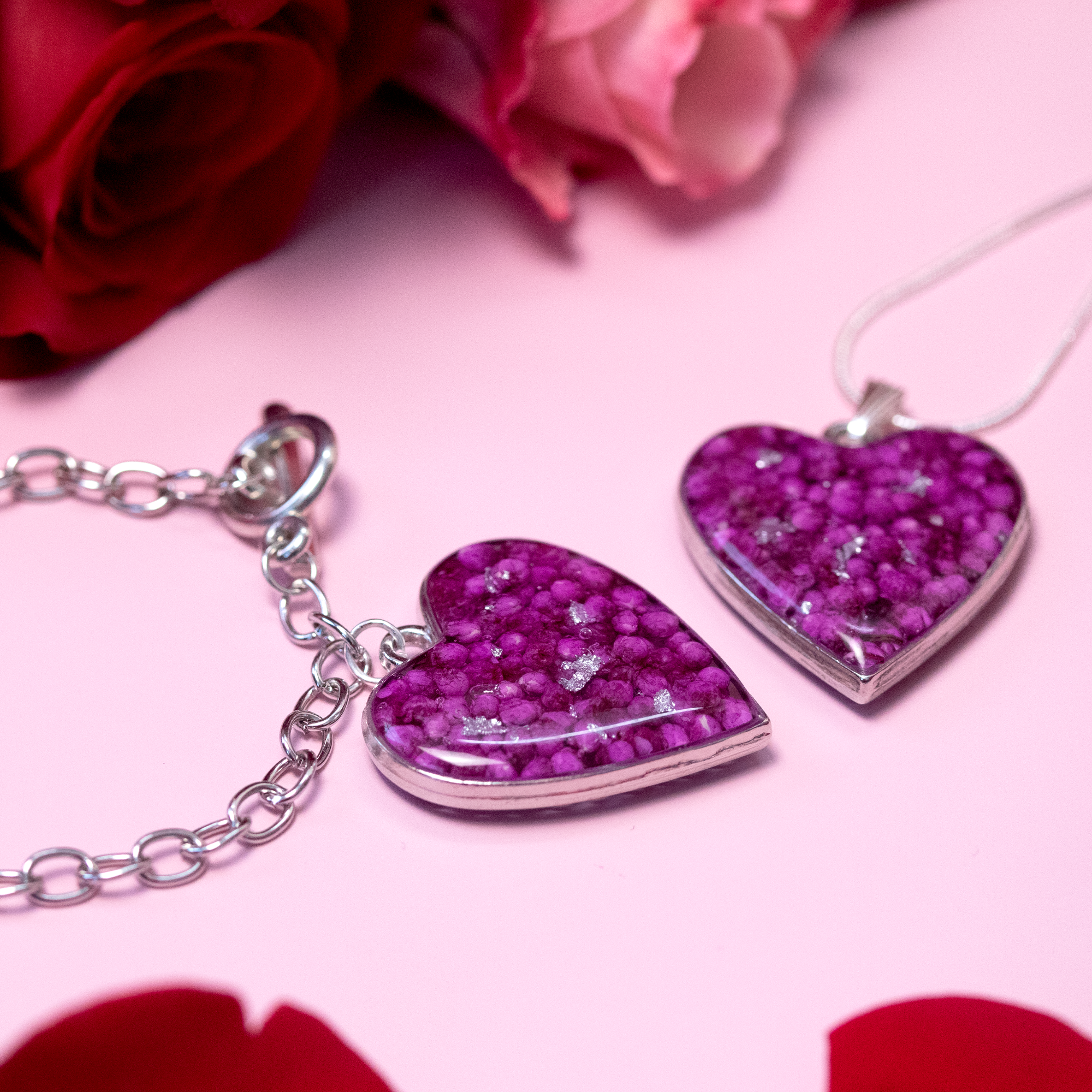 Rosé Amoré Heart Limited Edition Pendant and Bracelet Set in Fuchsia Pink image 6