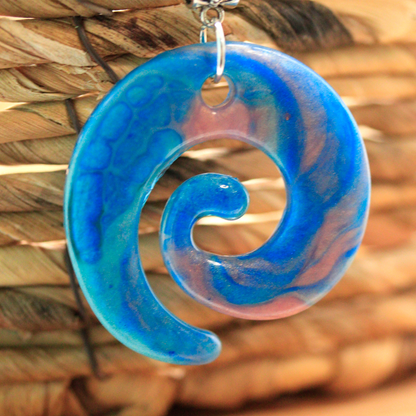 Blue + Coral Spiral Pendant image 2