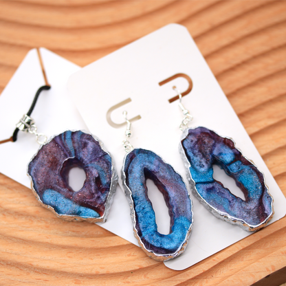 Teal + Purple Galaxy Geode Pendant image 5