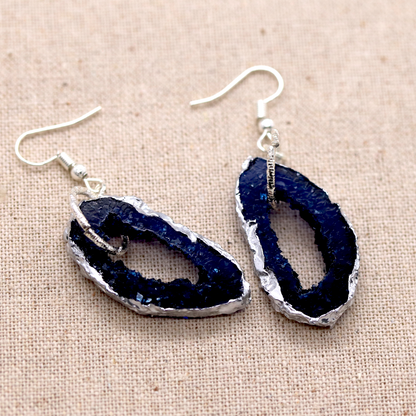 September - Sapphire Birthstone Inspired Geode Earrings image 1