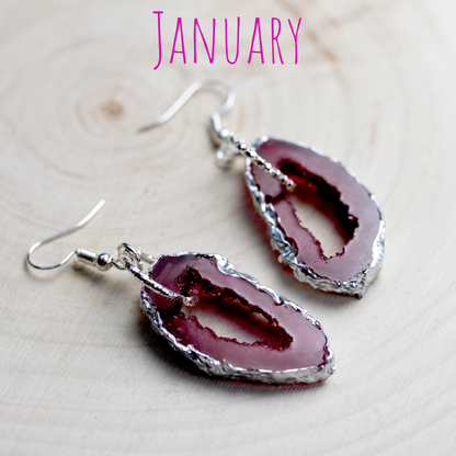 January - Garnet Birthstone Inspired Geode Earrings image 3