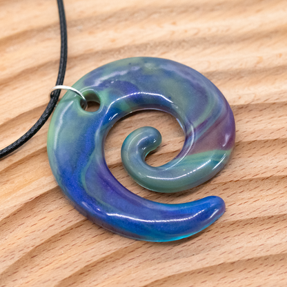 Blue Earth Marble Spiral Pendant image 3