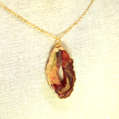 Red + Orange Tortoise Geode Pendant image 7