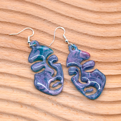 Purple Marble Abstract Woman's Face Earrings image 3