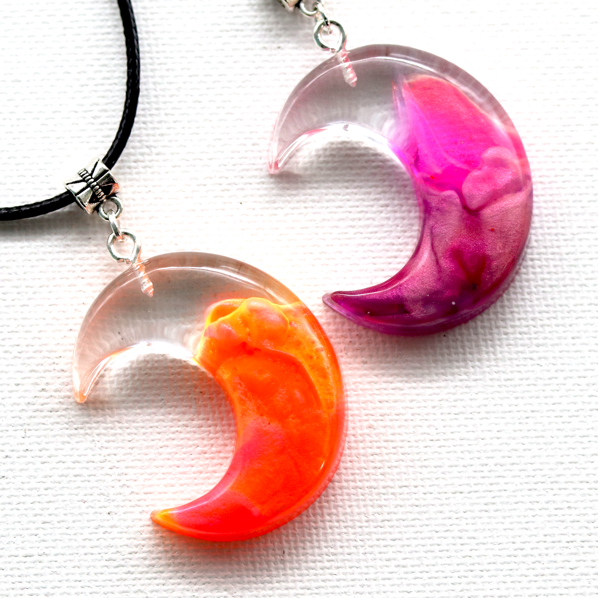 Pink or Orange Crescent Moon Pendant image 0