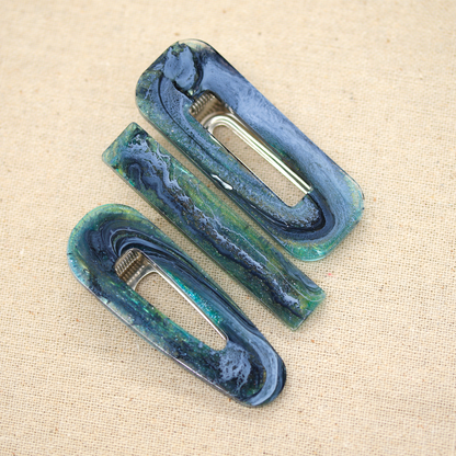 Smokey Green Galaxy Barrette Set image 7