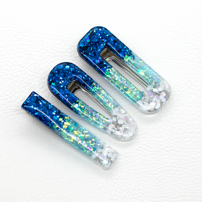 Little Mermaid Blue Ombre Sparkly Barrette Set image 4