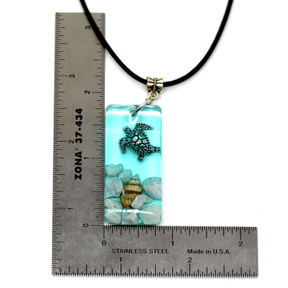 Turtle Underwater Seascape Earrings + Pendant Set image 8