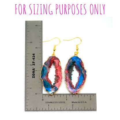 Rainbow Pearly Blue Geode Earrings Set image 9